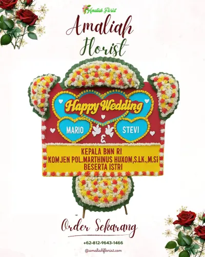 Karangan Papan Bunga Pernikahan di 8 Ulu